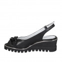 Woman's sandal in black leather with chain wedge heel 5 - Available sizes:  33, 34, 42, 43, 44
