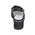 Sandalia para mujer con cadena en piel negra cuña 5 - Tallas disponibles:  34, 42, 43, 44