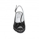 Sandale pour femmes en cuir noir avec chaîne talon compensé 5 - Pointures disponibles:  33, 34, 42, 43, 44