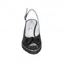 Sandalia para mujer con cadena en piel negra cuña 5 - Tallas disponibles:  34, 42, 43, 44
