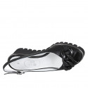 Sandalia para mujer con cadena en piel negra cuña 5 - Tallas disponibles:  34, 42, 43, 44