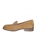 Woman's mocassin with accessory in beige suede heel 3 - Available sizes:  32, 44