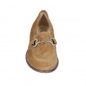 Woman's mocassin with accessory in beige suede heel 3 - Available sizes:  44