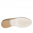 Woman's mocassin with accessory in beige suede heel 3 - Available sizes:  32, 44