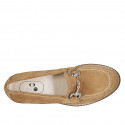 Woman's mocassin with accessory in beige suede heel 3 - Available sizes:  32, 44