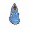 Woman's mocassin with accessory in light blue suede heel 3 - Available sizes:  32