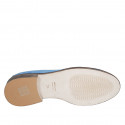 Woman's mocassin with accessory in light blue suede heel 3 - Available sizes:  32