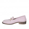 Woman's mocassin with accessory in rose suede heel 3 - Available sizes:  32, 44