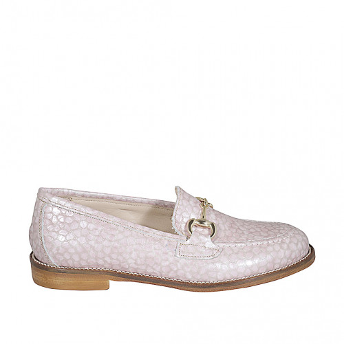 Mocassin pour femmes avec accessoire en cuir imprimé rose talon 2 - Pointures disponibles:  32, 34, 43, 45