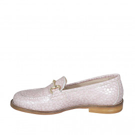 Mocassin pour femmes avec accessoire en cuir imprimé rose talon 2 - Pointures disponibles:  32, 45 2
