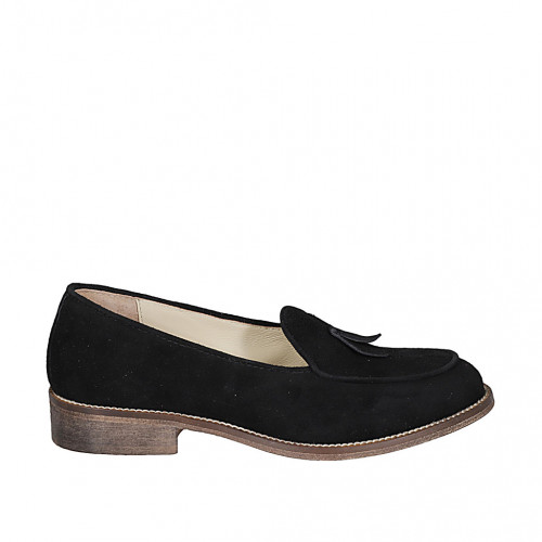 ﻿Woman's mocassin in black suede with...