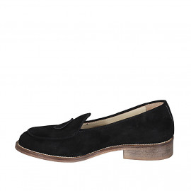 ﻿Woman's mocassin in black suede with tassels heel 3 - Available sizes:  32 2