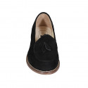 Mocassin pour femmes en daim noir avec glands talon 3 - Pointures disponibles:  32