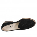 Mocassin pour femmes en daim noir avec glands talon 3 - Pointures disponibles:  32