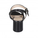Sandalia con cinturon para mujer en piel negra tacon 6 - Tallas disponibles:  42, 44, 45