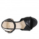 Woman's strap sandal in black leather heel 6 - Available sizes:  42, 44, 45