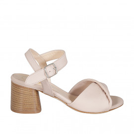 Sandalo da donna con cinturino in pelle nude tacco 6 - Misure disponibili: 44