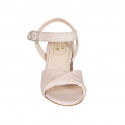 Woman's strap sandal in nude leather heel 6 - Available sizes:  42, 44, 45