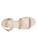 Woman's strap sandal in nude leather heel 6 - Available sizes:  42, 44, 45