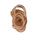 Sandalo da donna con lacci alla schiava e borchie in pelle color cuoio tacco 2 - Misure disponibili: 33, 34, 42, 43, 45