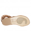 Sandale spartiates à lacets avec goujons pour femmes en cuir cognac talon 2 - Pointures disponibles:  33, 34, 42, 43, 45, 46