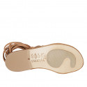 Sandalo da donna con lacci alla schiava e borchie in pelle color cuoio tacco 2 - Misure disponibili: 33, 34, 42, 43, 45
