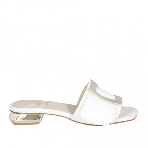 Woman's mules in white and platinum...