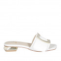 Woman's mules in white and platinum printed leather heel 2 - Available sizes:  33, 43, 45