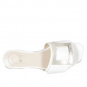 Woman's mules in white and platinum printed leather heel 2 - Available sizes:  33, 43, 45
