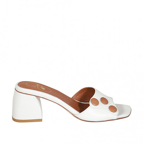 Woman's mules in creme white leather...