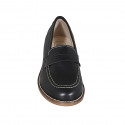 Woman's mocassin in black leather heel 2 - Available sizes:  32