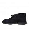 Men's laced ankle shoe in dark blue suede - Available sizes:  36, 37, 38, 47, 48, 49