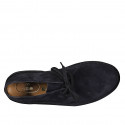 Chaussure pour hommes à lacets en daim bleu foncé - Pointures disponibles:  36, 38, 47