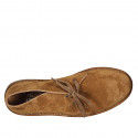 Men's laced ankle shoe in cognac brown suede - Available sizes:  36, 37, 38, 46, 47, 48