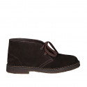 Men's laced ankle shoe in dark brown suede - Available sizes:  36, 37, 38, 46, 47, 48, 49