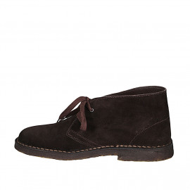 Men's laced ankle shoe in dark brown suede - Available sizes:  46 2