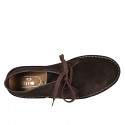 Men's laced ankle shoe in dark brown suede - Available sizes:  46, 47