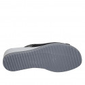 Sabot da donna con elastico in camoscio nero e stampato laminato argento zeppa 4 - Misure disponibili: 43