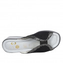 Sabot da donna con elastico in camoscio nero e stampato laminato argento zeppa 4 - Misure disponibili: 43