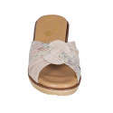 Woman's mule in beige and multicolored printed suede wedge heel 4 - Available sizes:  42