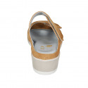 Woman's mules in tan brown suede with removable insole and velcro wedge heel 4 - Available sizes:  31, 43