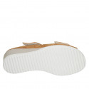 Woman's mules in tan brown suede with removable insole and velcro wedge heel 4 - Available sizes:  31, 43