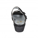 Woman's mules in black leather with velcro and removable insole wedge heel 4 - Available sizes:  42