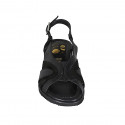 Woman's sandal in black leather and suede wedge heel 4 - Available sizes:  33, 42, 45