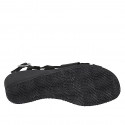 Sandalia para mujer en piel y gamuza negra cuña 4 - Tallas disponibles:  33, 42, 45