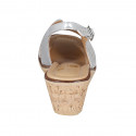 Sandale pour femmes en cuir lamé et imprimé argent talon compensé 6 - Pointures disponibles:  32, 42, 43