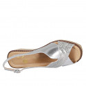 Woman's sandal in silver laminated and printed leather wedge heel 6 - Available sizes:  32, 42, 43