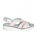 Sandalo da donna in pelle rosa con elastico zeppa 3 - Misure disponibili: 32, 33, 42, 43