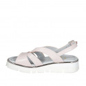 Sandalo da donna in pelle rosa con elastico zeppa 3 - Misure disponibili: 32, 33, 42, 43