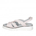 Woman's sandal in rose leather with elastic band wedge heel 3 - Available sizes:  32, 33, 42, 43, 44